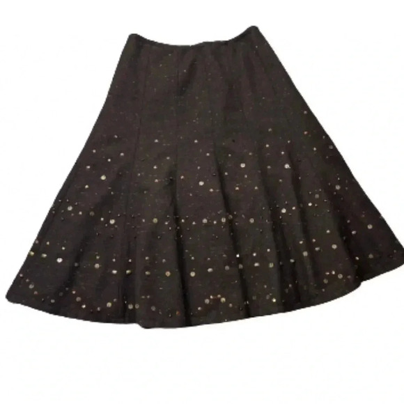 COLD WATER CREEK SKIRT BROWN WOOL TWEED ALINE MID LENGTH PLEATED SIZE 4 - Picture 2 of 13